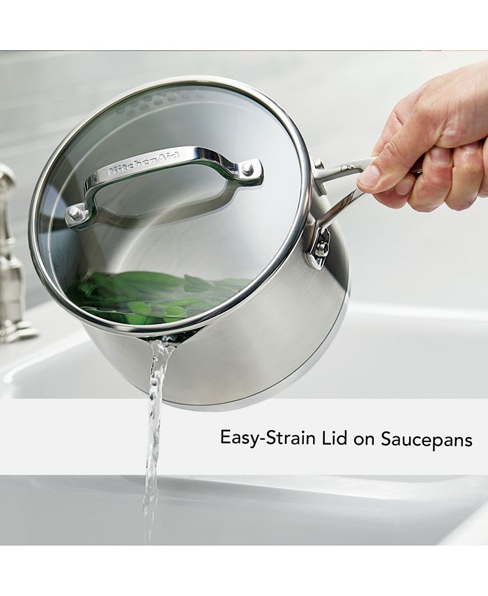 KitchenAid 3Ply Base Stainless Steel 11 Piece Cookware Induction Pots