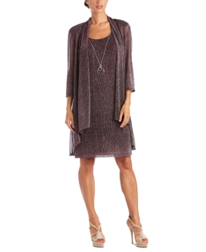 R & M Richards Petite Crinkle-Knit Dress & Jacket