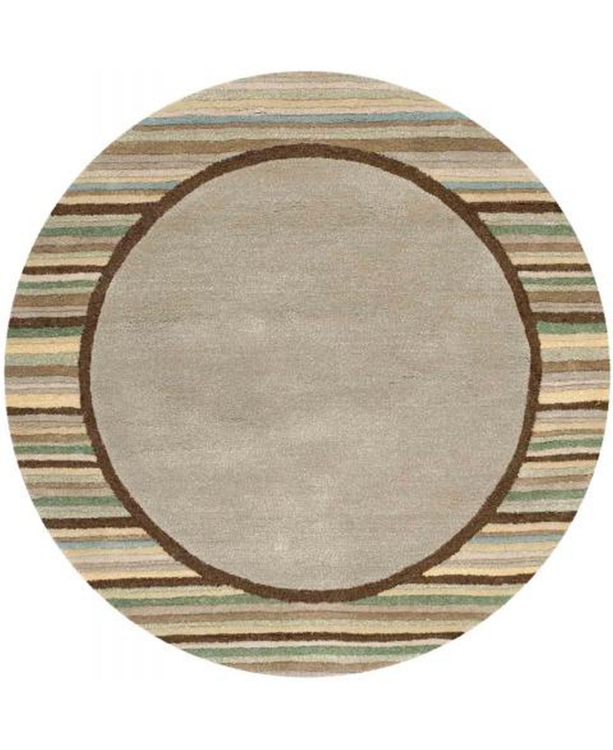 Martha Stewart Collection Striped Border MSR4715A Moss 8' x 8' Round Area Rug - Moss