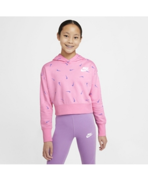 image of Nike Big Girls Sportswear Cropped Pullover French Terry Hoodie