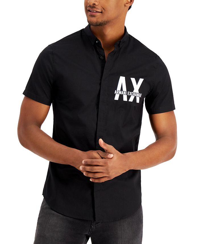 A|X Armani Exchange Men's Slim-Fit Logo Woven Short Sleeve Shirt, Created  for Macy's & Reviews - Casual Button-Down Shirts - Men - Macy's
