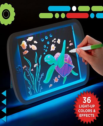 Discovery Kids Neon Glow Drawing Easel with Color Markers and 5