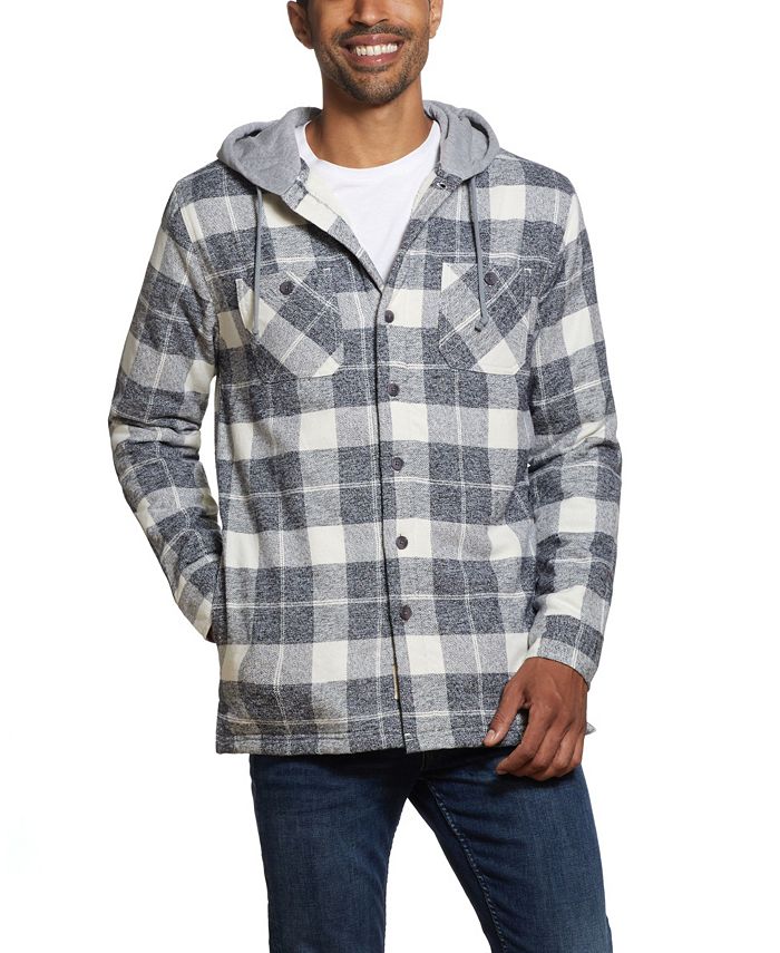 Weatherproof Vintage Men's Sherpa Lined Shirt Jacket with Hood - Macy's