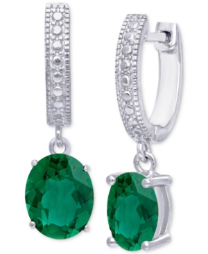 image of Green Quartz Dangle Drop Earrings (2-3/8 ct. t.w.) in Sterling Silver