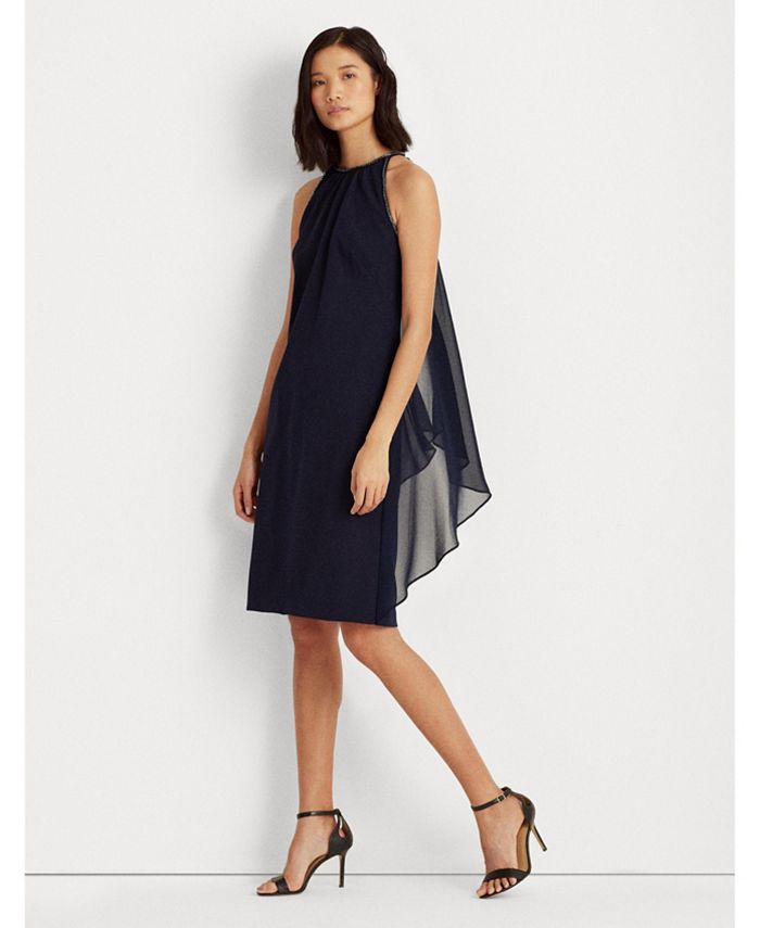 ralph lauren crepe sleeveless gown