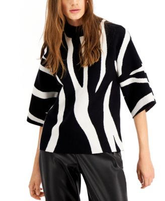 Alfani - Printed Kimono-Sleeve Sweater