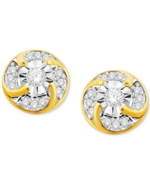 image of Diamond Cluster Stud Earrings (1/4 ct. t.w.) in 10k Gold