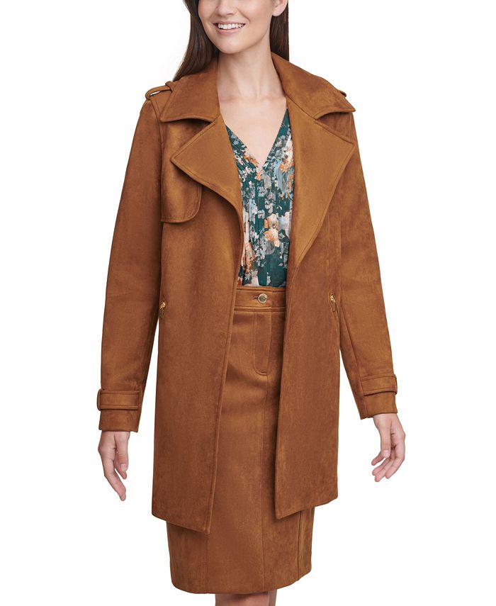 Calvin Klein Faux-Suede Trench Coat & Reviews - Jackets & Blazers - Women -  Macy's