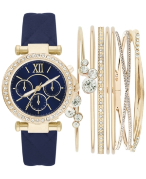 image of Jessica Carlyle Women-s Navy Polyurethane Strap Watch 36mm Gift Set