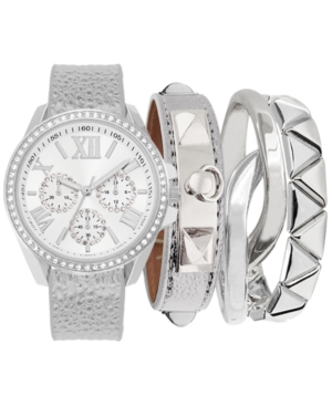 image of Jessica Carlyle Women-s Gunmetal-Gray Polyurethane Strap Watch 38mm, Gift Set