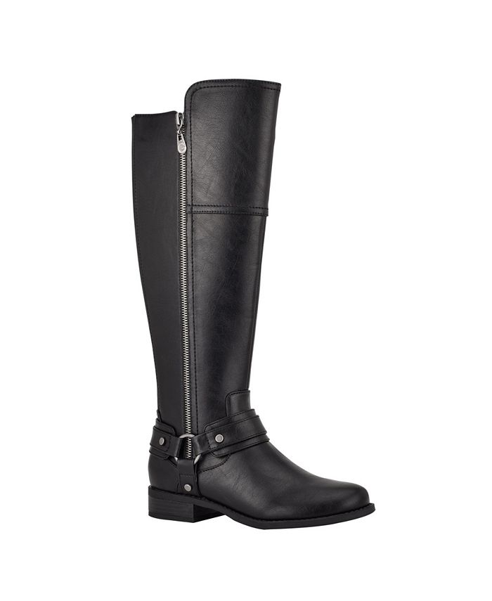 gbg los angeles women's harlin round toe stacked heel boot