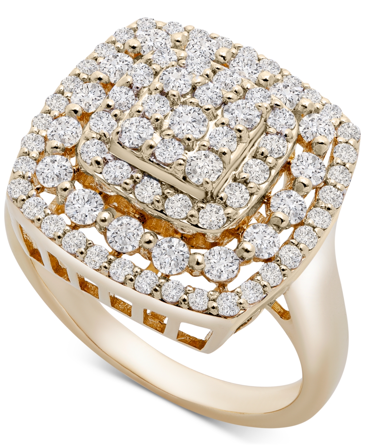 Cushion Cluster Statement Ring (1 ct. t.w.) in 14k Gold, Created for Macy's - Yellow Gold