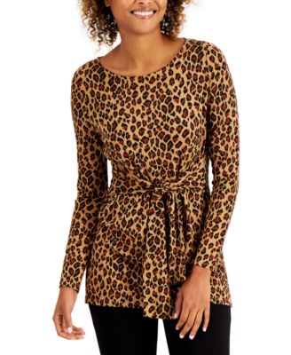 Charter Club - Leopard-Print Tie Top