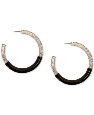 image of Thalia Sodi Black-Tone Large Lucite Glitter Hoop Earrings, 2.5
