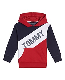 Little Boys Tricolor Pieced Pullover Hoodie