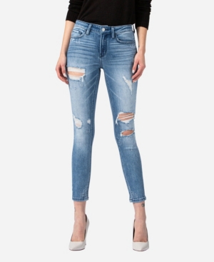 image of Vervet Women-s Mid Rise Distressed Skinny Ankle Jeans