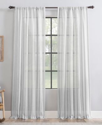 Retro Stripe Dust Resistant Sheer Curtain Panel, 50" x 84"