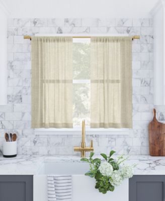 Slub Textured Linen Blend Cafe Curtain Pair