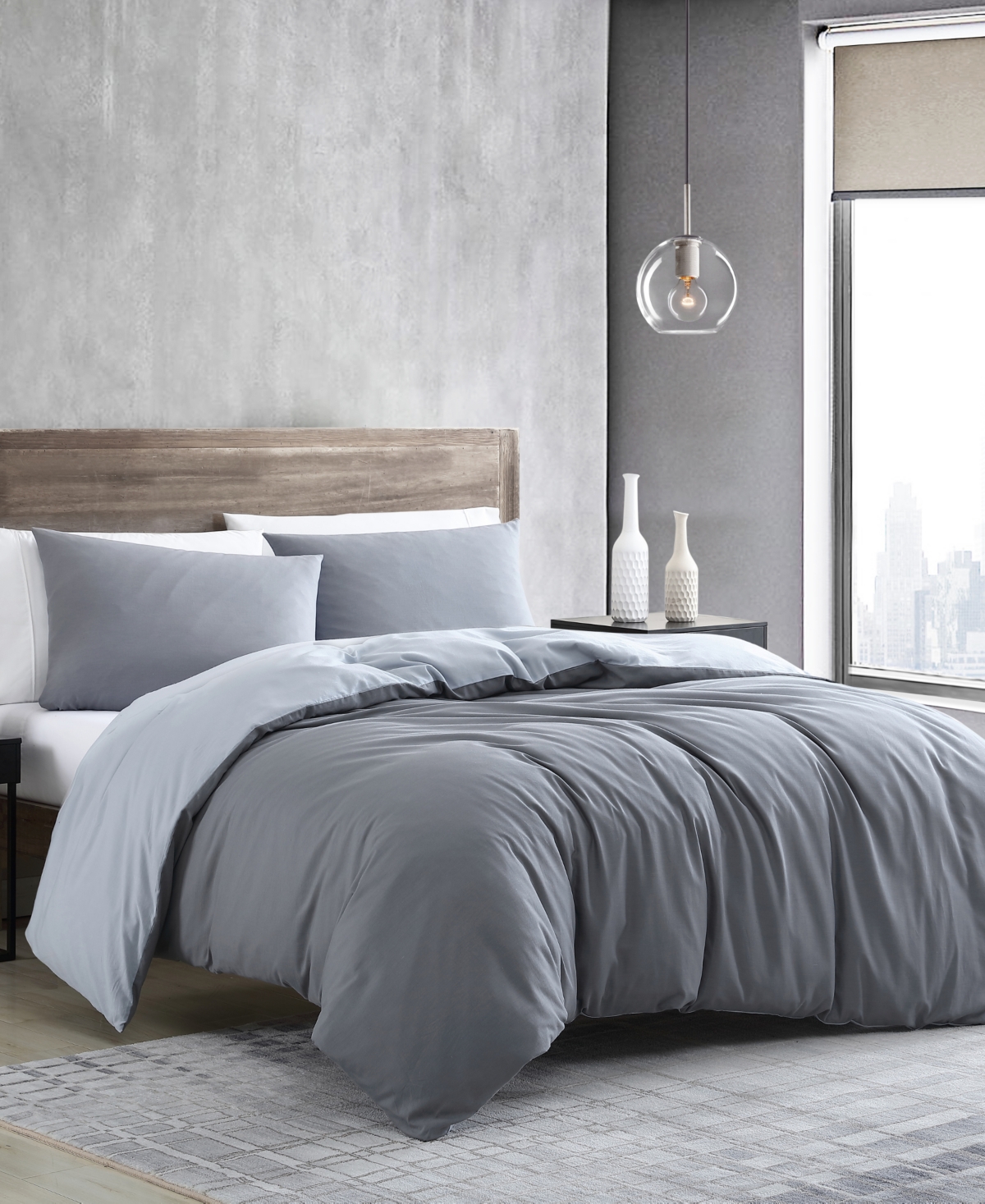 KENNETH COLE NEW YORK CLOSEOUT! KENNETH COLE NEW YORK MIRO SOLID EXCEL DUVET COVER SET, KING BEDDING