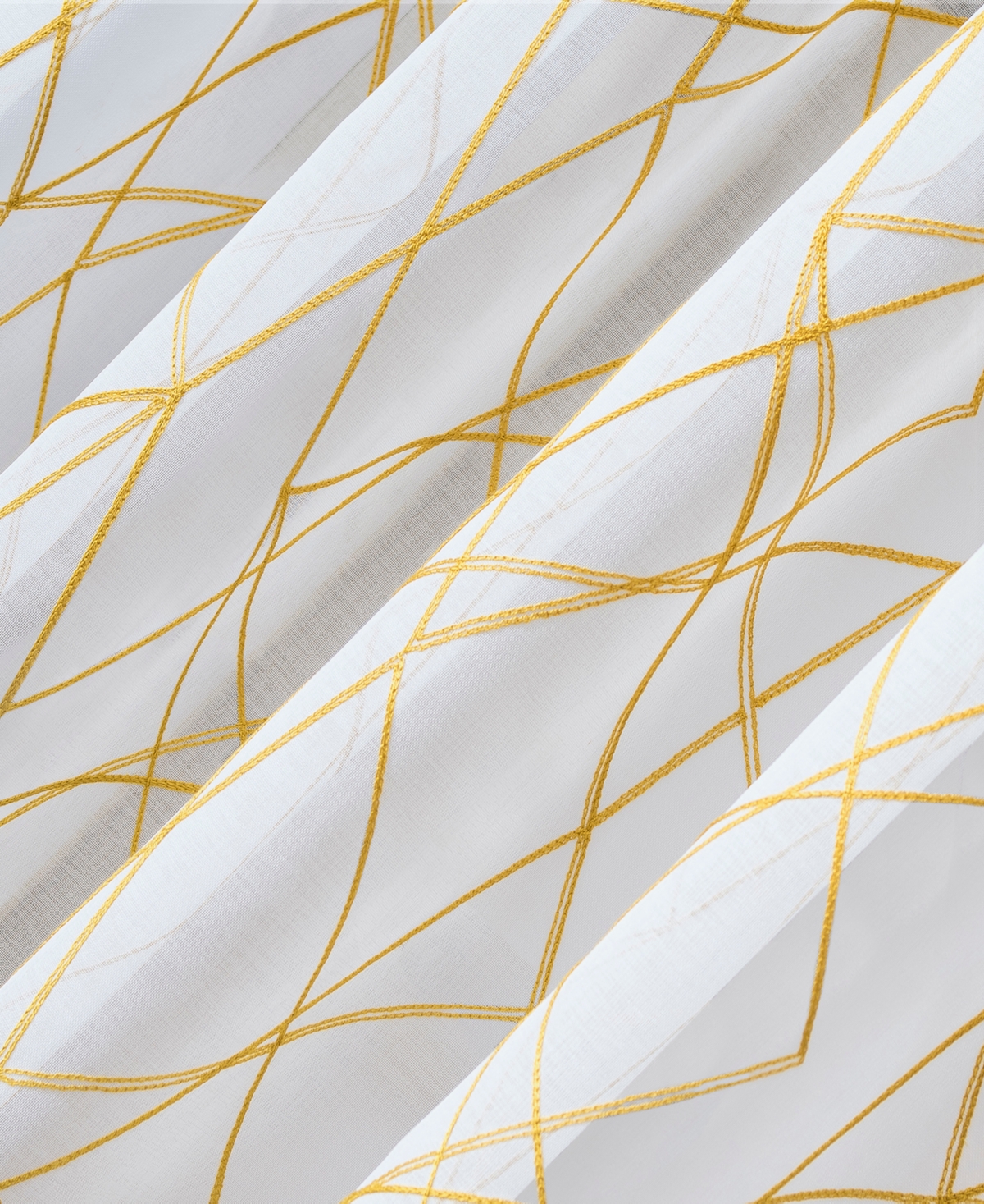 Abstract Geometric Embroidery Semi-Sheer Rod Pocket Curtain Panel