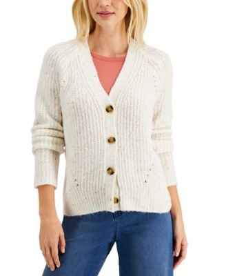 Karen Scott Plus Size Cotton Cozy Cardigan, Created for Macy's