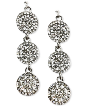 image of Inc Silver-Tone Crystal Cluster Triple Drop Earrings, Created for Macy-s