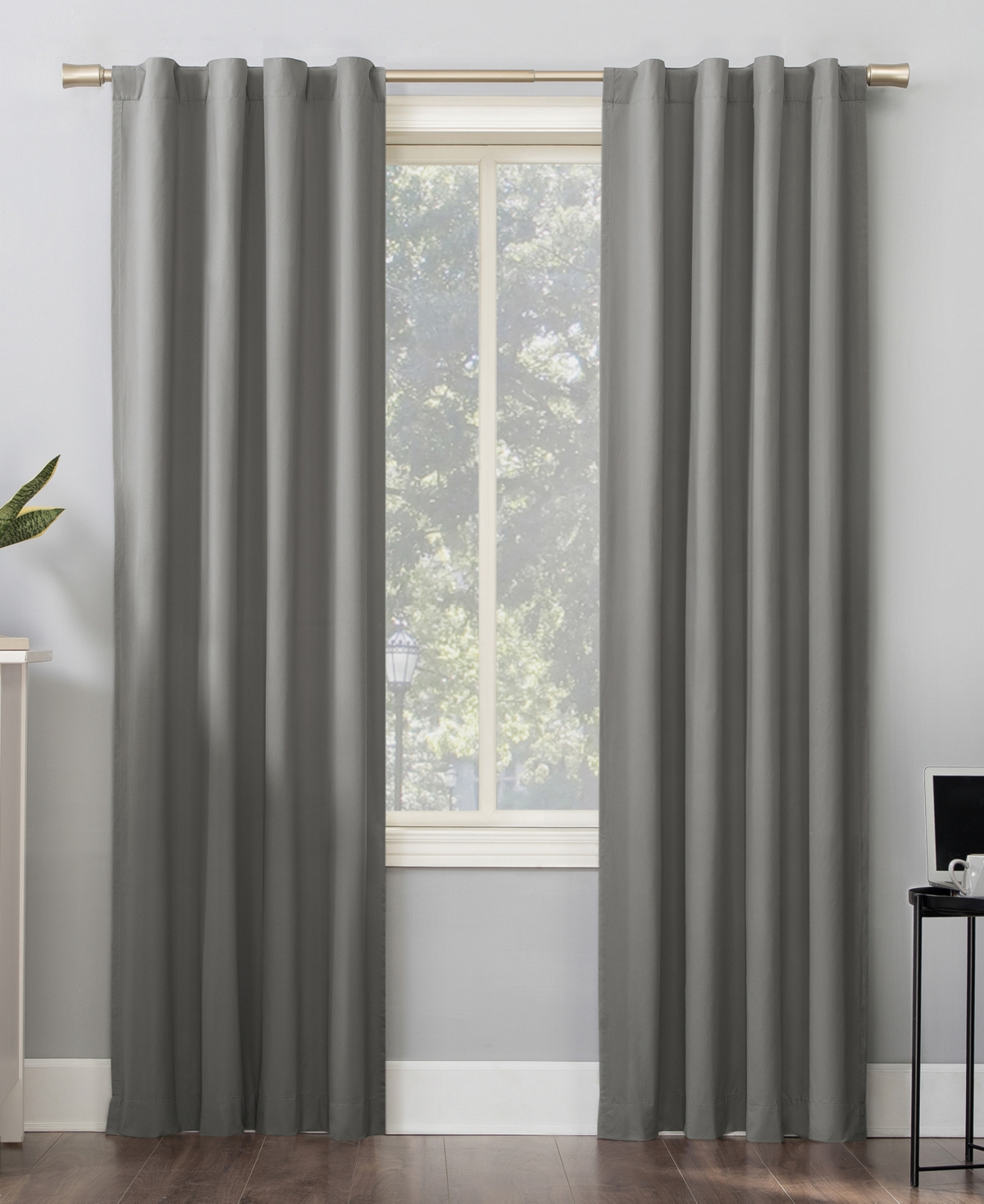 Cyrus Thermal 100% Blackout Back Tab Curtain Panel - Gray