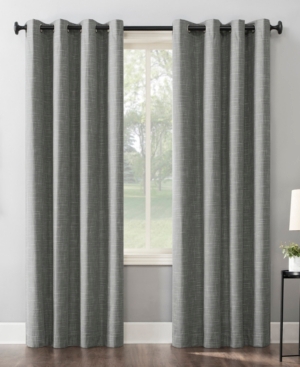 Sun Zero Kline Burlap Weave 52" X 84" Thermal Blackout Curtain Panel In Gray