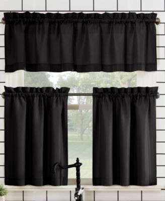 Martine Microfiber Semi-Sheer Rod Pocket Kitchen Curtain Valance and Tiers Set
