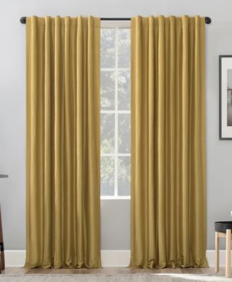 Evelina Faux Dupioni Silk Thermal Extreme 100% Blackout Back Tab Curtain Panel
