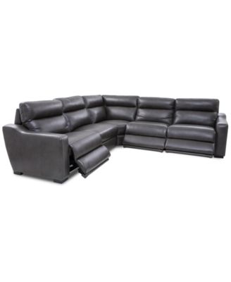 Gabrine 5-Pc. Leather Sectional with 3 Power Headrests
