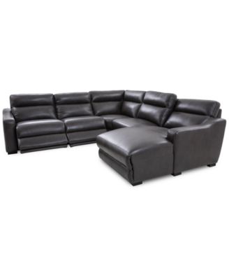 Gabrine 5-Pc. Leather Sectional with 2 Power Headrests and Chaise