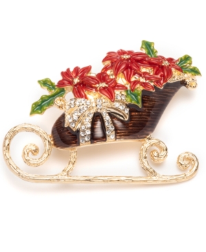 image of Anne Klein Multicolor Flower Sleigh Boxed Pin