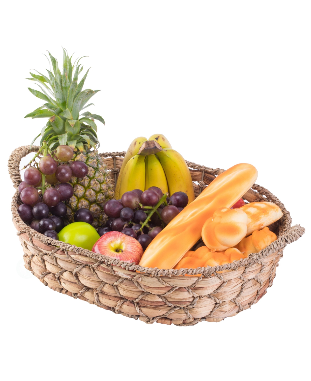 Seagrass Large Fruit Bread Basket Tray with Handles - Natural