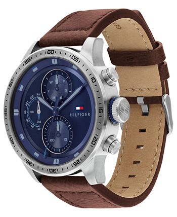 Tommy Hilfiger - Men's Chronograph Brown Leather Strap Watch 46mm