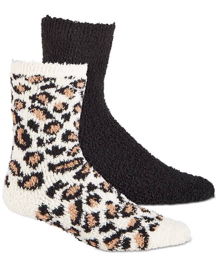 Jenni Women's 2Pk. AnimalPrint & Solid Super Soft Cozy Fuzzy Socks, Created for Macy's Macy's