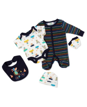 Lily & Jack Baby Boys Animals In Cars 5 Piece Velour Layette Gift Set