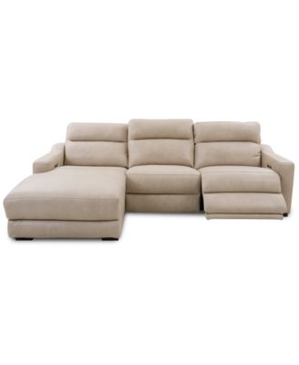 Gabrine 3-Pc. Leather Sectional with 1 Power Headrest and Chaise, Created for Macy's