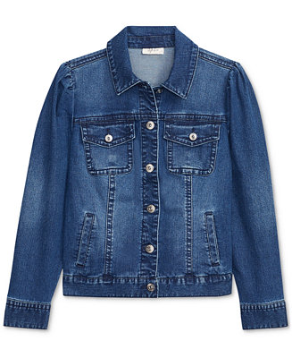 Style & Co Puff-Shoulder Denim Jacket, Created for Macy's - Macy's