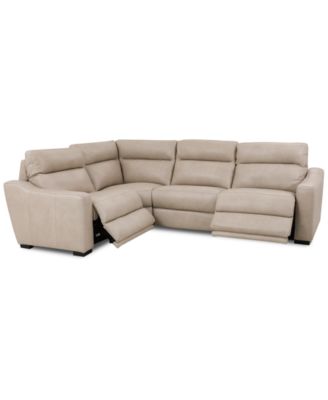 Gabrine 4-Pc. Leather Sectional with 2 Power Headrests, Created for Macy's
