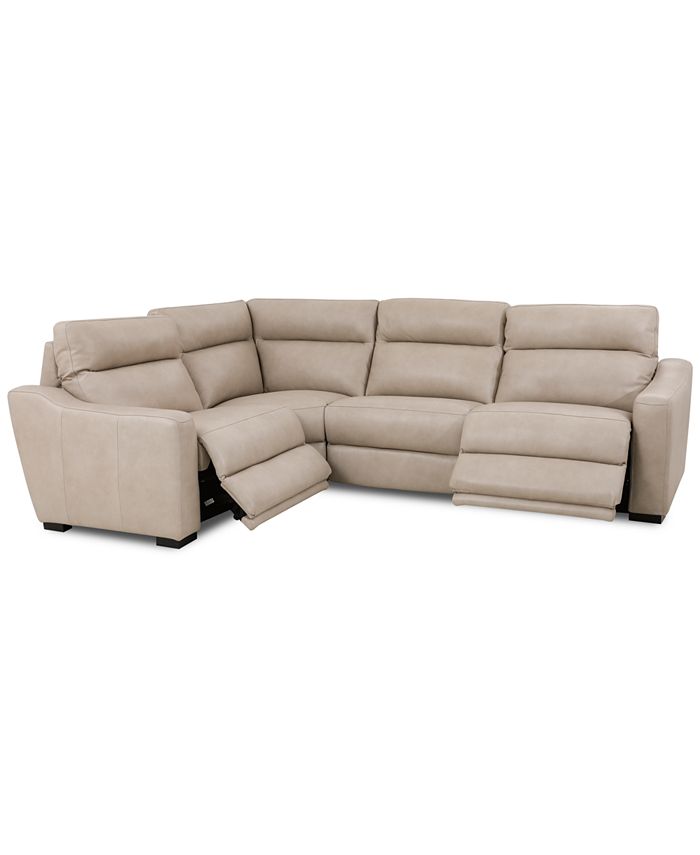 Furniture Gabrine 4Pc. Leather Sectional with 2 Power Headrests