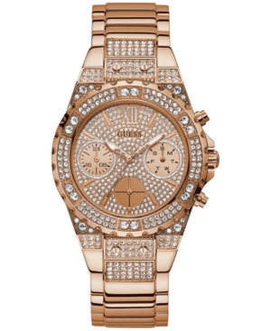 image of Guess Unisex Swarovski Crystal & Rose Gold-Tone Stainless Steel Bracelet Watch 39mm