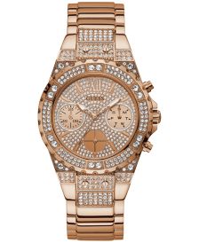 Unisex Cubic Zirconia Crystal & Rose Gold-Tone Stainless Steel Bracelet Watch 39mm