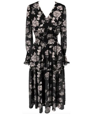 v neck floral maxi dress