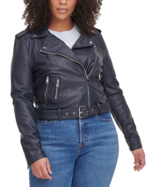 Levi's Plus Size Faux Leather Belted Motorcycle Jacket