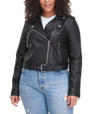 Levi's Plus Size Faux Leather Belted Motorcycle Jacket