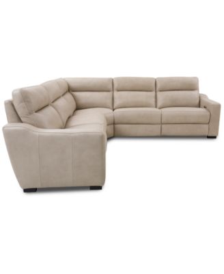 Gabrine 5-Pc. Leather Sectional with 3 Power Headrests, Created for Macy's