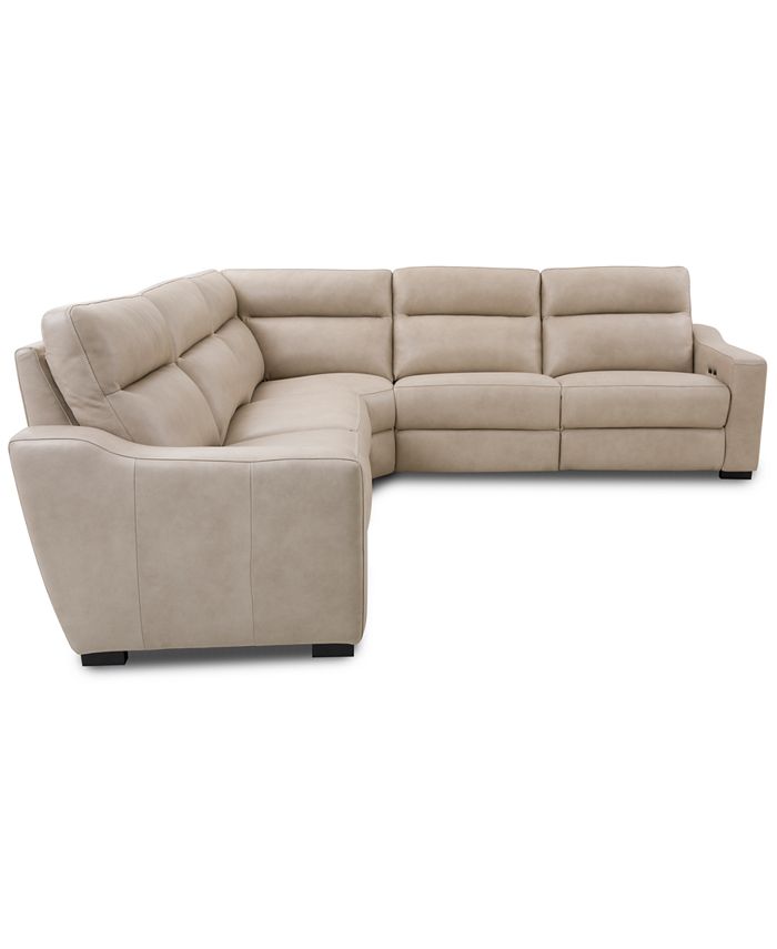 Furniture Gabrine 5Pc. Leather Sectional with 2 Power Headrests