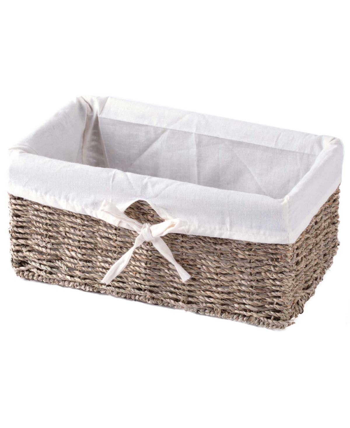 Seagrass Shelf Basket Lined with Lining - Brown