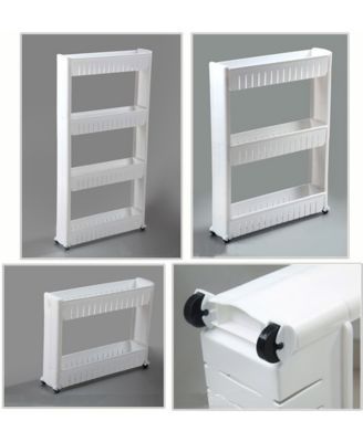 Vintiquewise Slim Storage Cabinet Organizer 4 Shelf Rolling Pull Out Cart Rack Tower with Wheels